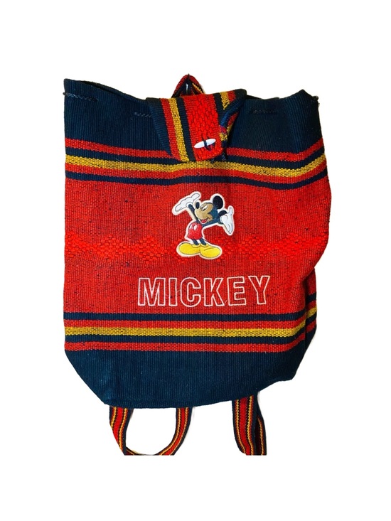 Disney Other - Vintage Mickey Mouse Woven Mini Backpack Disney Red Blue 90s
